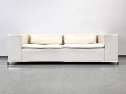 DE SEDE DS-7 Ledersofa Weiß Chrom Designer Couch Schweiz Vintage Rarität