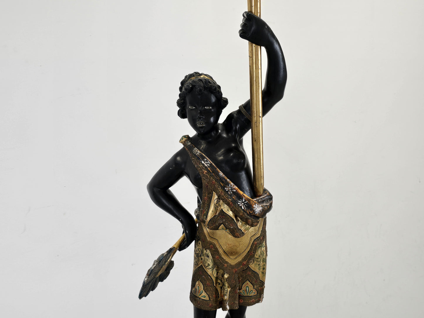 VENEZIANISCHER BLACKAMOOR Stehlampe Fackelträger Kandelaber Skulptur Antik Kristall