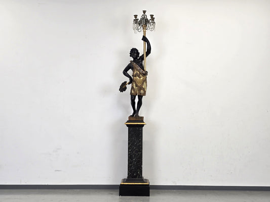 VENEZIANISCHER BLACKAMOOR Stehlampe Fackelträger Kandelaber Skulptur Antik Kristall