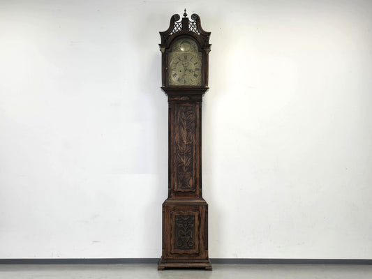 ANTIQUE STANDUHR 18. JHD Eiche George III Longcase Clock Tempus Fugit Rarität