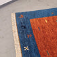 INDO GABBEH Teppich Handgeknüpft 180x114 Wolle Blau Rot Orientteppich