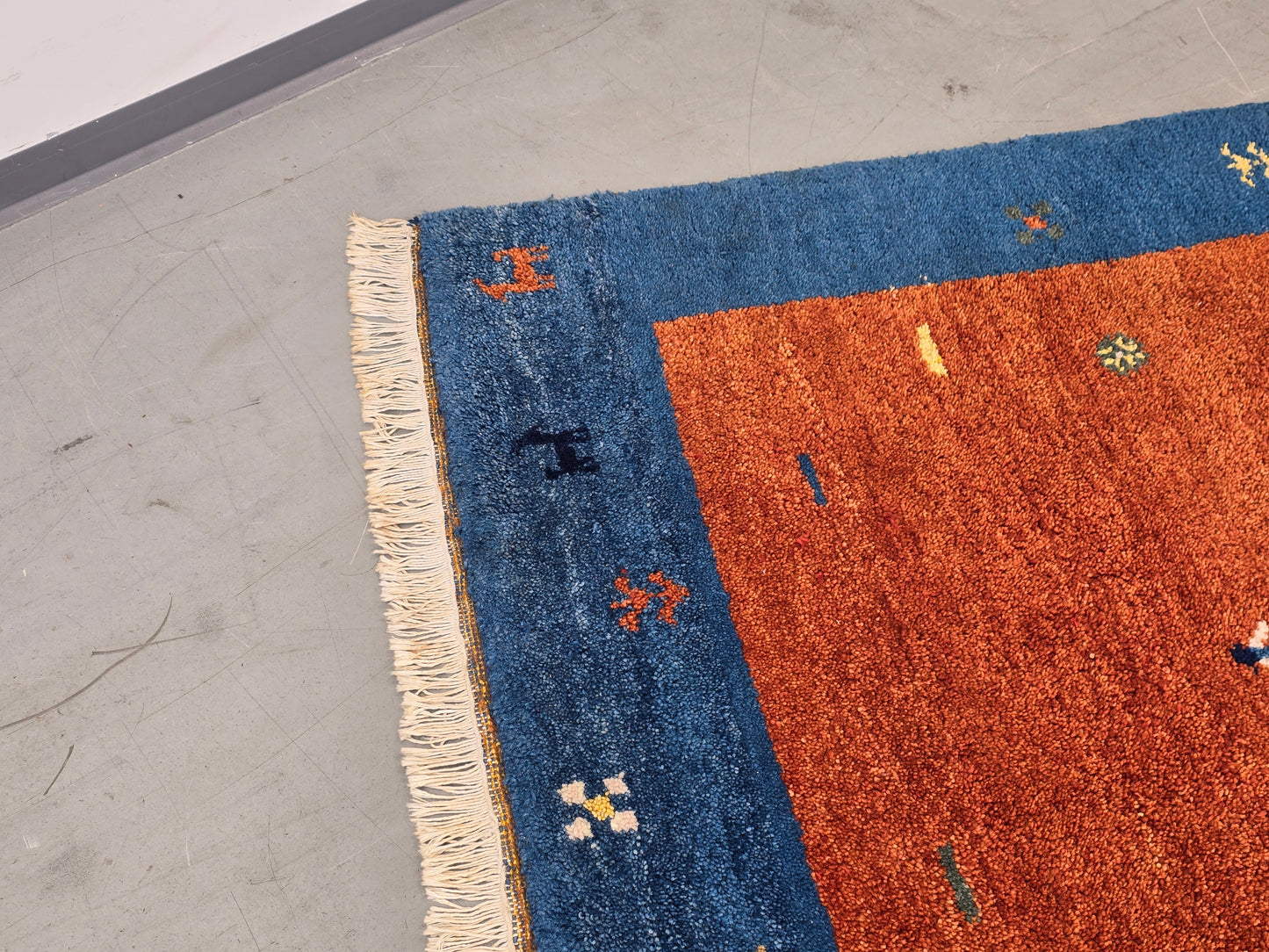 INDO GABBEH Teppich Handgeknüpft 180x114 Wolle Blau Rot Orientteppich