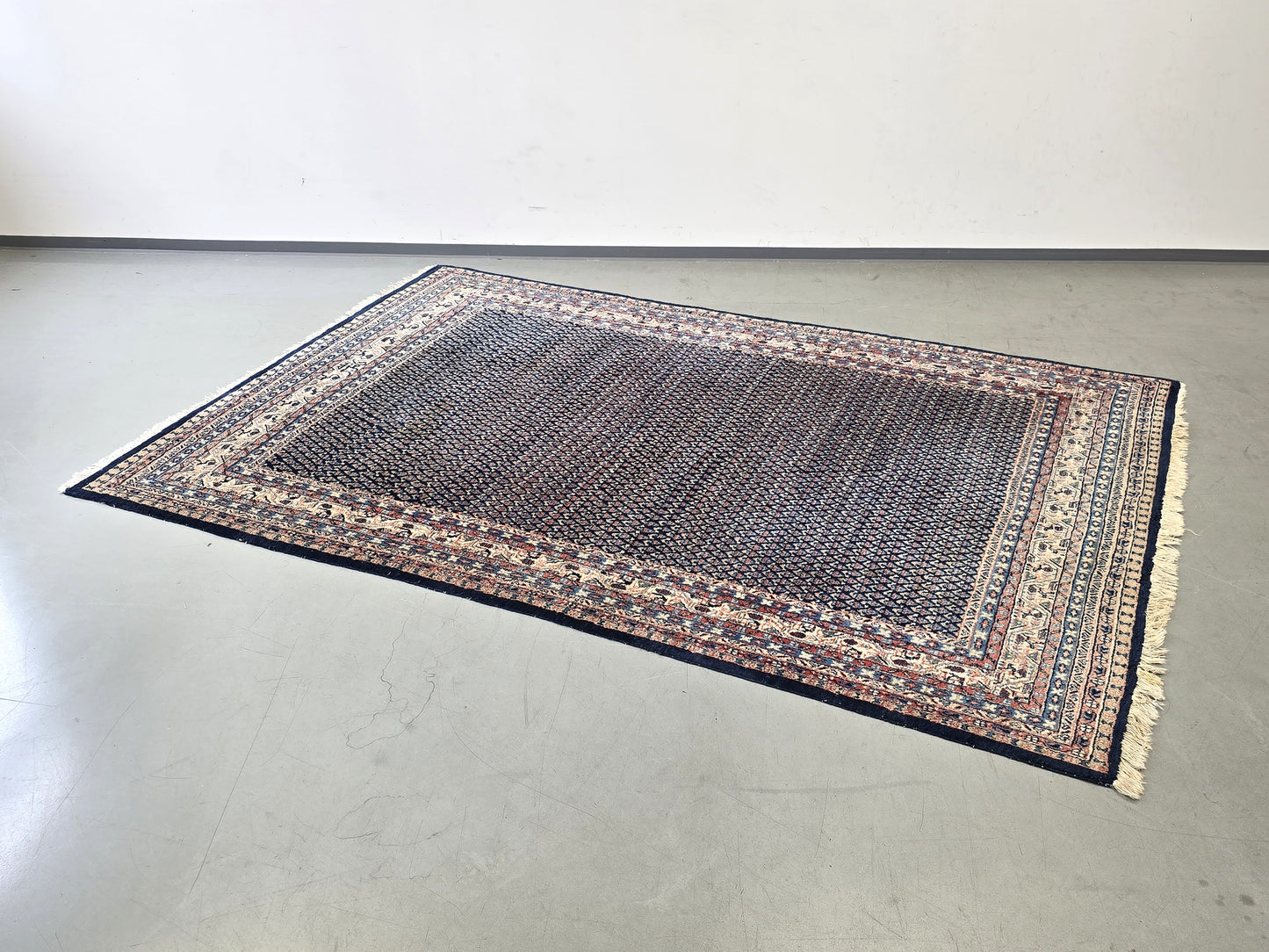 SAROUK MIR ORIENTTEPPICH Handgeknüpft 268x177 Perserteppich Wolle Blau Vintage