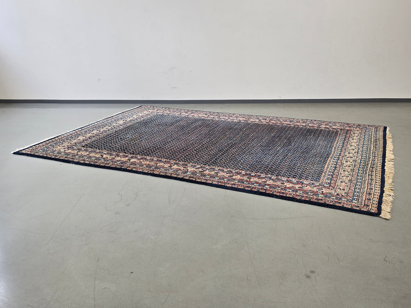 SAROUK MIR ORIENTTEPPICH Handgeknüpft 268x177 Perserteppich Wolle Blau Vintage
