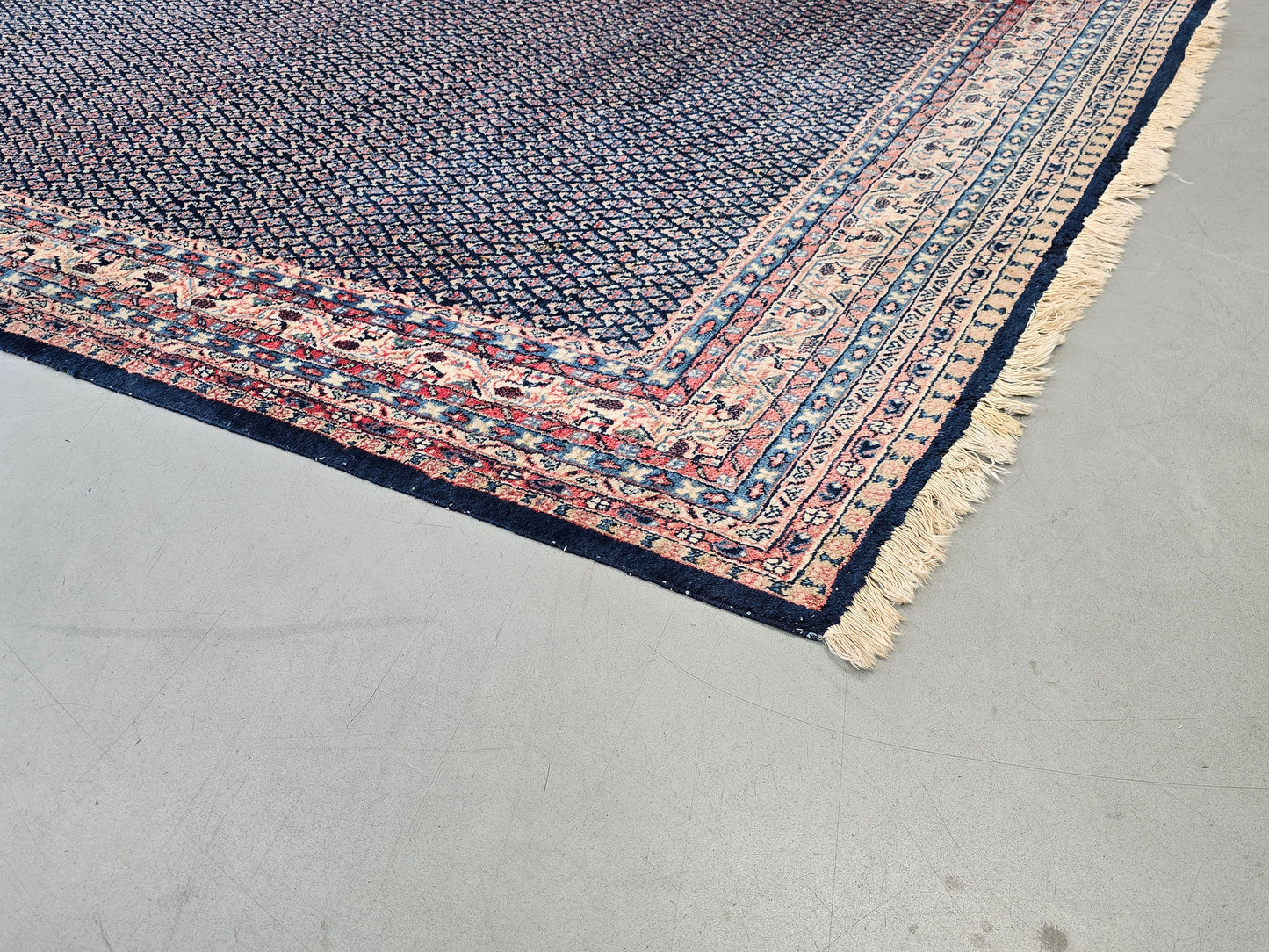 SAROUK MIR ORIENTTEPPICH Handgeknüpft 268x177 Perserteppich Wolle Blau Vintage
