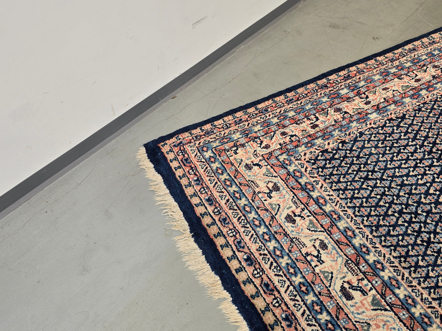 SAROUK MIR ORIENTTEPPICH Handgeknüpft 268x177 Perserteppich Wolle Blau Vintage