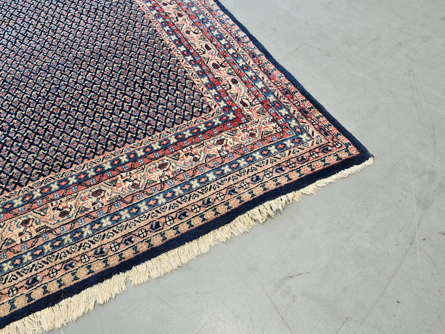 SAROUK MIR ORIENTTEPPICH Handgeknüpft 268x177 Perserteppich Wolle Blau Vintage