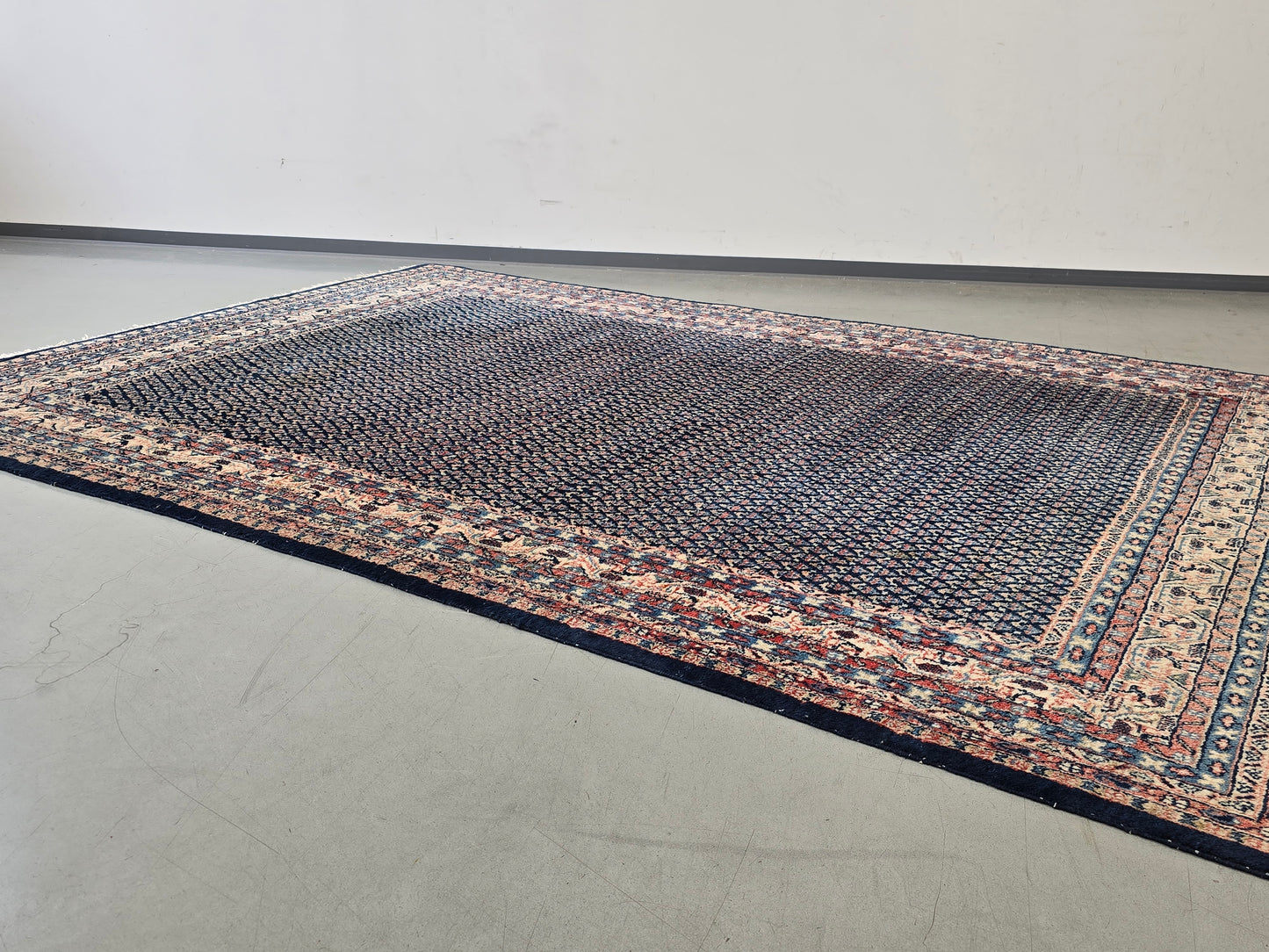 SAROUK MIR ORIENTTEPPICH Handgeknüpft 268x177 Perserteppich Wolle Blau Vintage