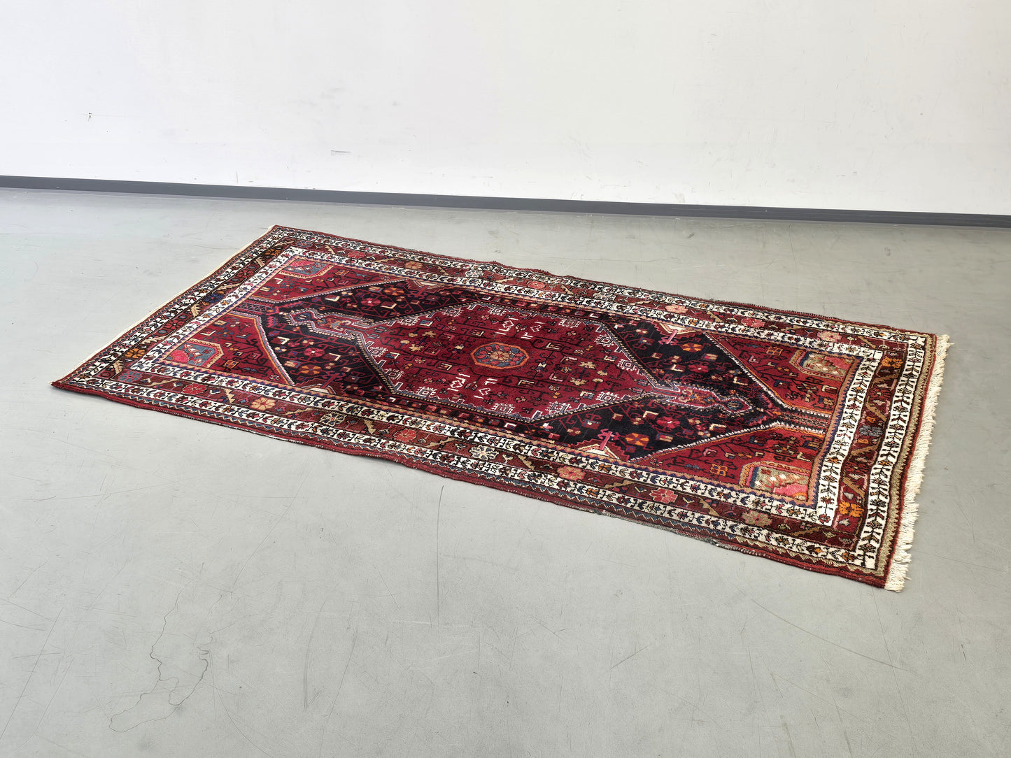 PERSISCHER HAMADAN Teppich 225x128 Vintage Orientteppich Wolle
