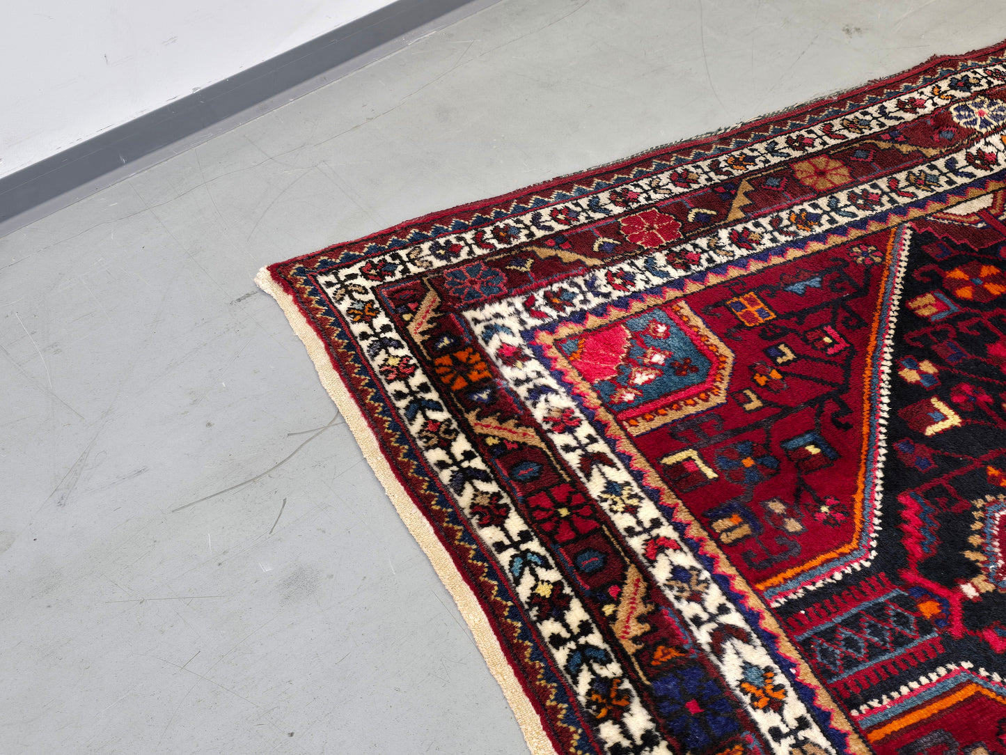 PERSISCHER HAMADAN Teppich 225x128 Vintage Orientteppich Wolle