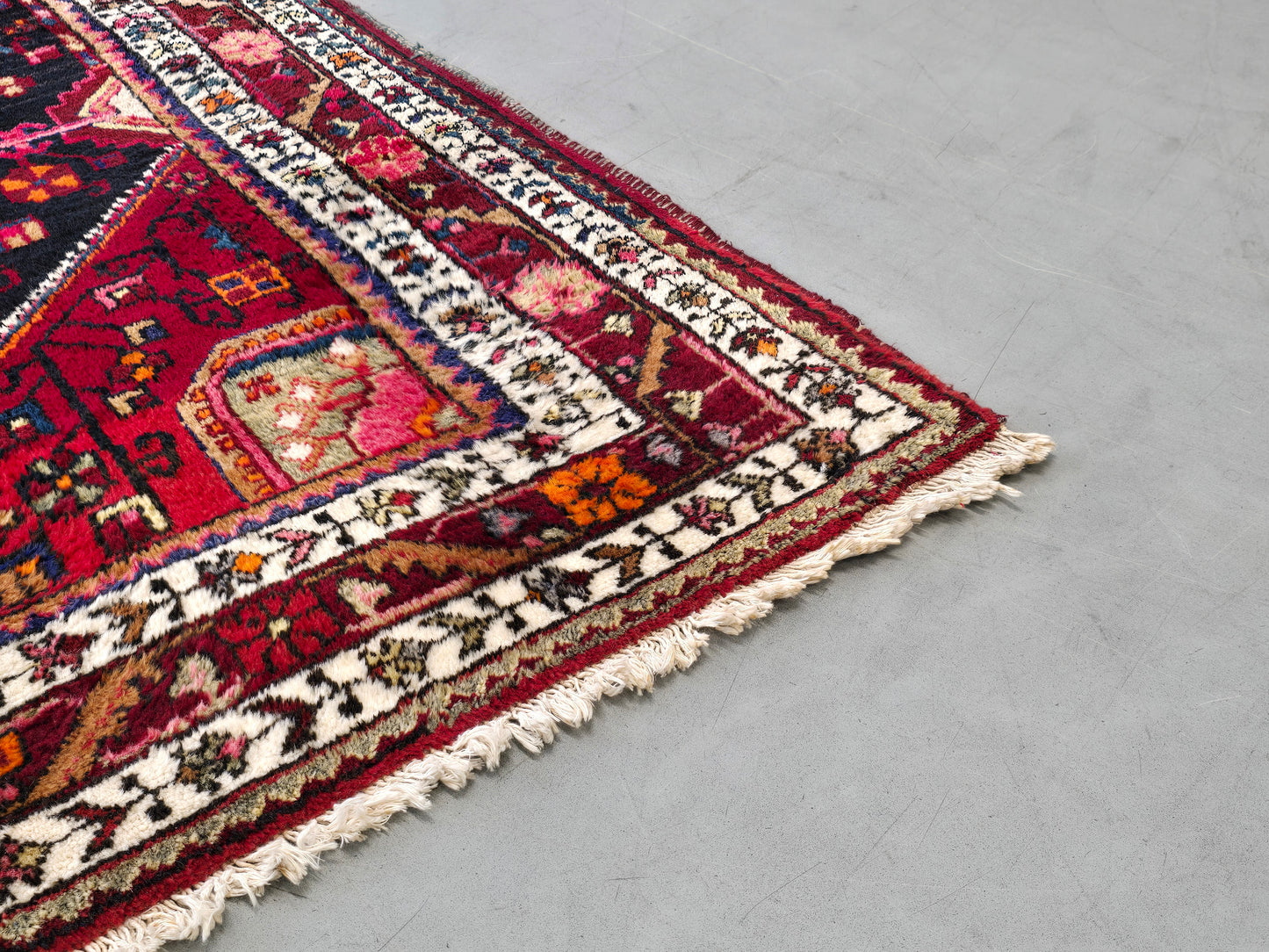 PERSISCHER HAMADAN Teppich 225x128 Vintage Orientteppich Wolle