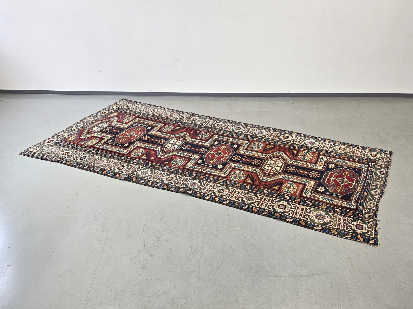 ANTIKER SCHIRWAN Teppich Lesghi Star Kaukasus Läufer Wolle Orientteppich Alt