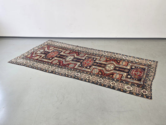 ANTIKER SCHIRWAN Teppich Lesghi Star Kaukasus Läufer Wolle Orientteppich Alt