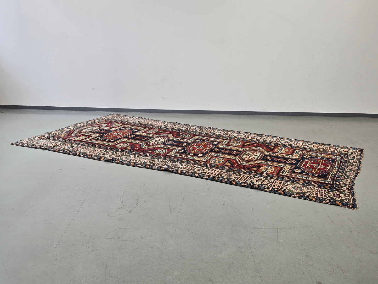 ANTIKER SCHIRWAN Teppich Lesghi Star Kaukasus Läufer Wolle Orientteppich Alt