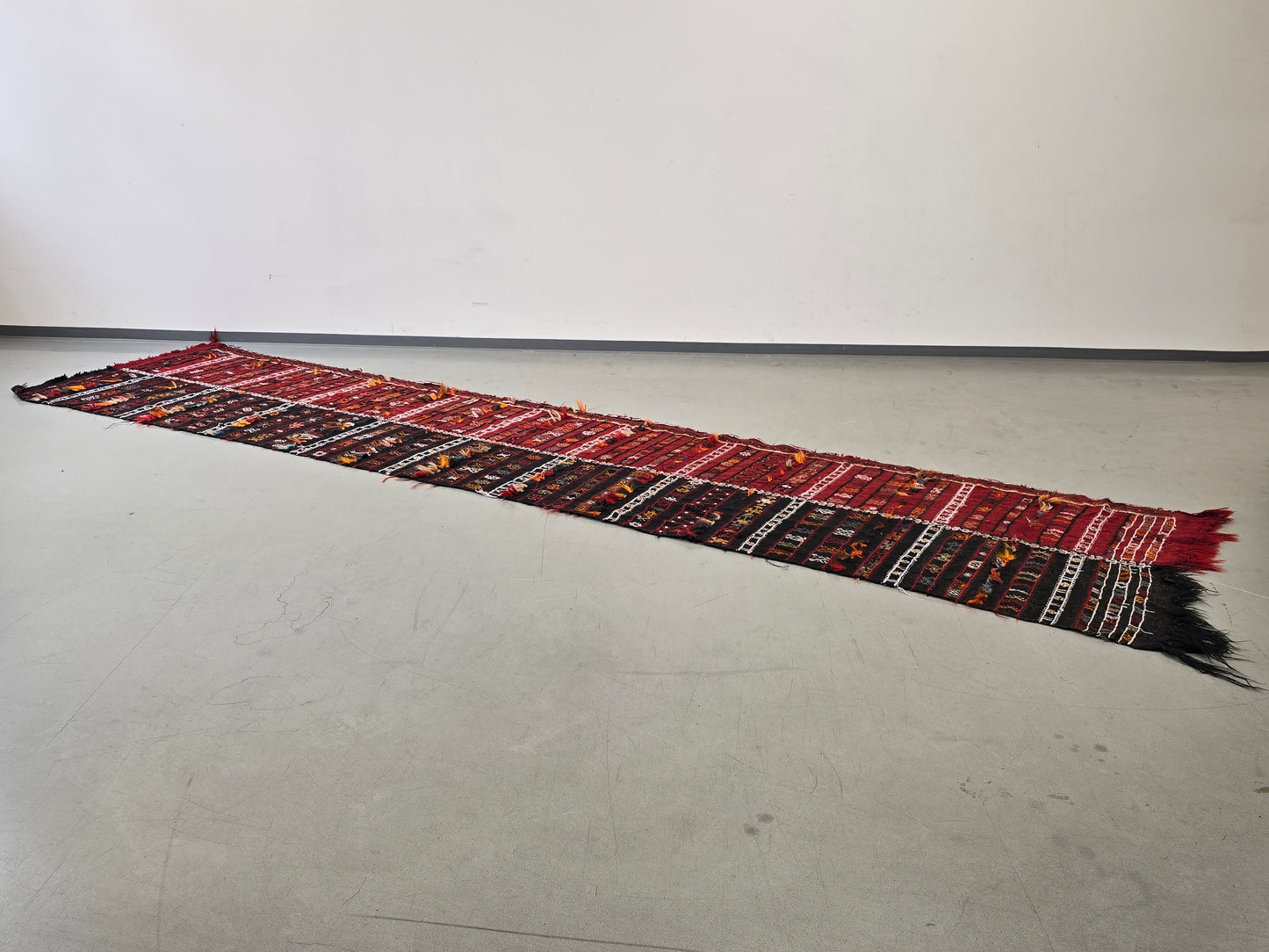 KILIM LÄUFER Jajim Schahsavan Vintage Kelim Teppich Antik Persisch 390x85 CH6