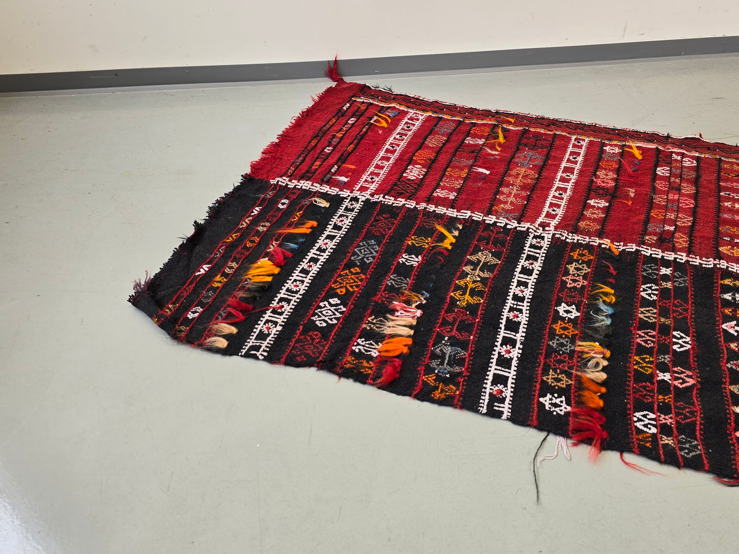 KILIM LÄUFER Jajim Schahsavan Vintage Kelim Teppich Antik Persisch 390x85 CH6