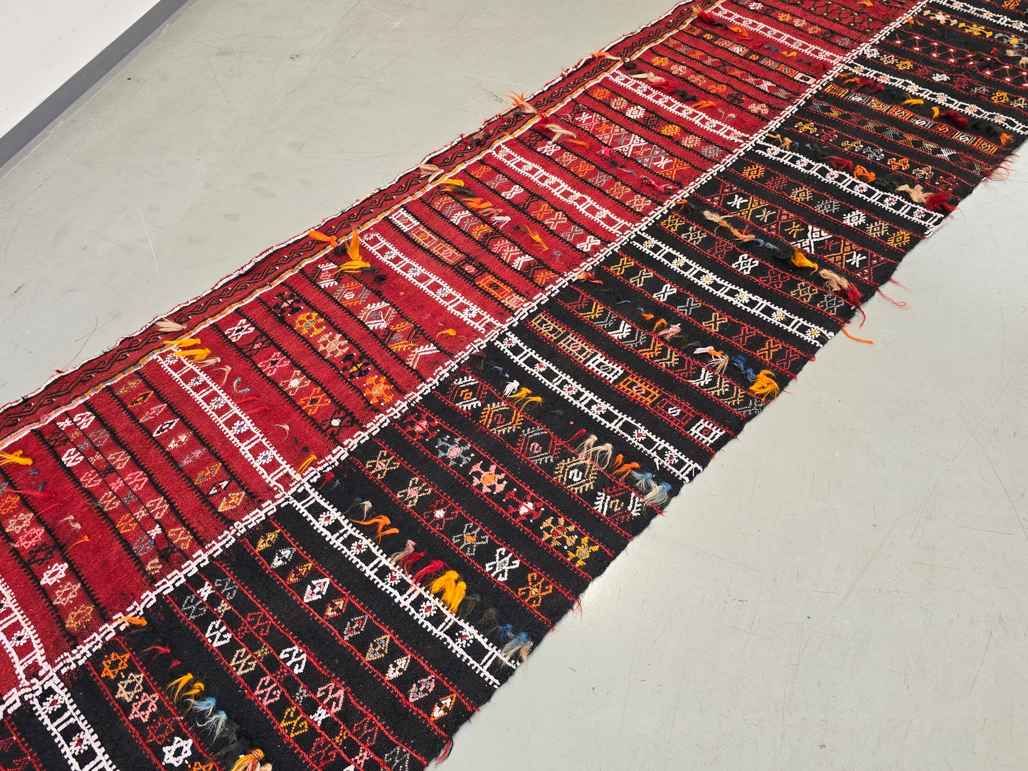 KILIM LÄUFER Jajim Schahsavan Vintage Kelim Teppich Antik Persisch 390x85 CH6
