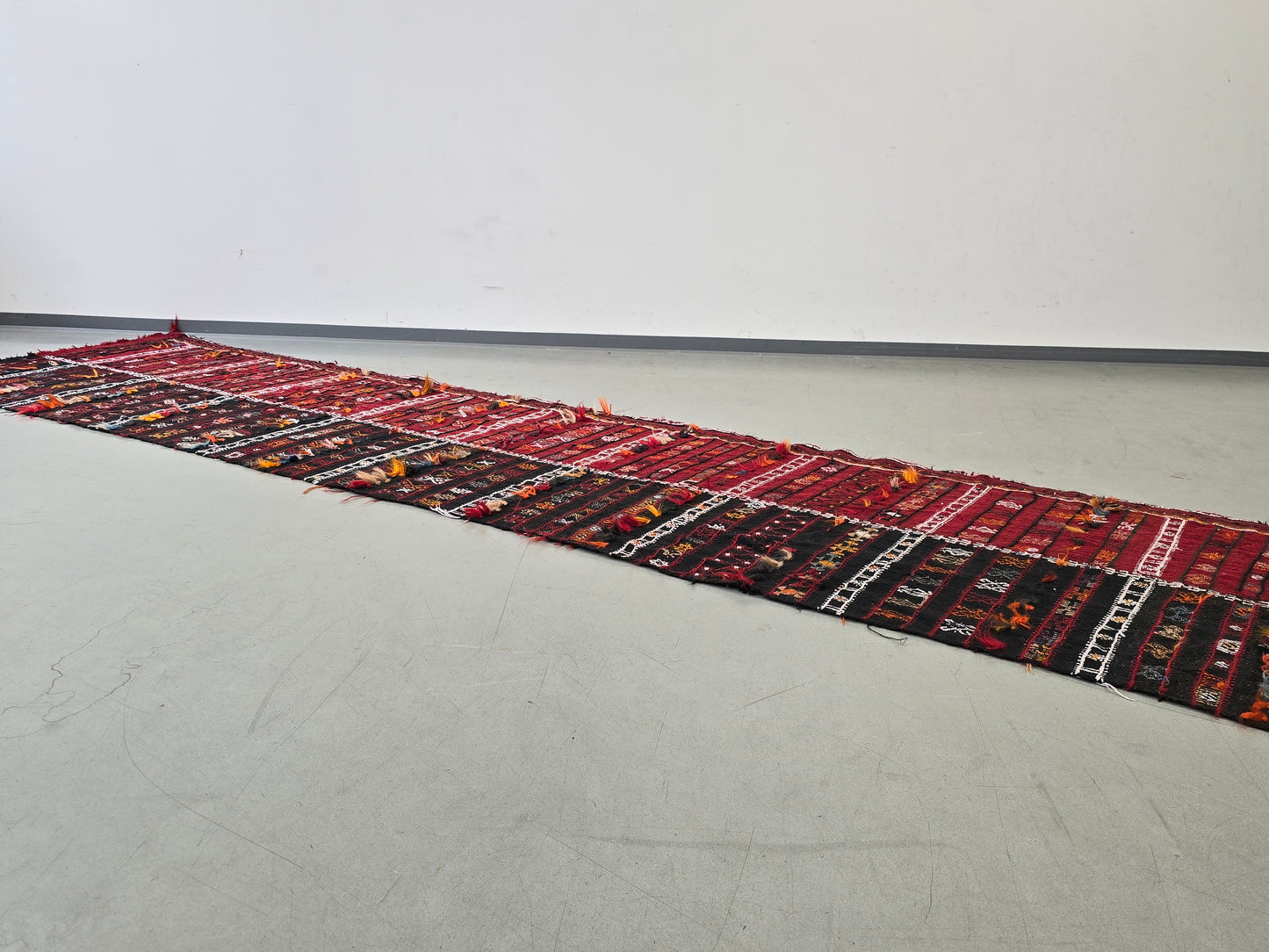 KILIM LÄUFER Jajim Schahsavan Vintage Kelim Teppich Antik Persisch 390x85 CH6
