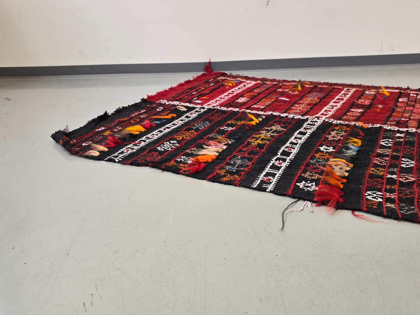 KILIM LÄUFER Jajim Schahsavan Vintage Kelim Teppich Antik Persisch 390x85 CH6