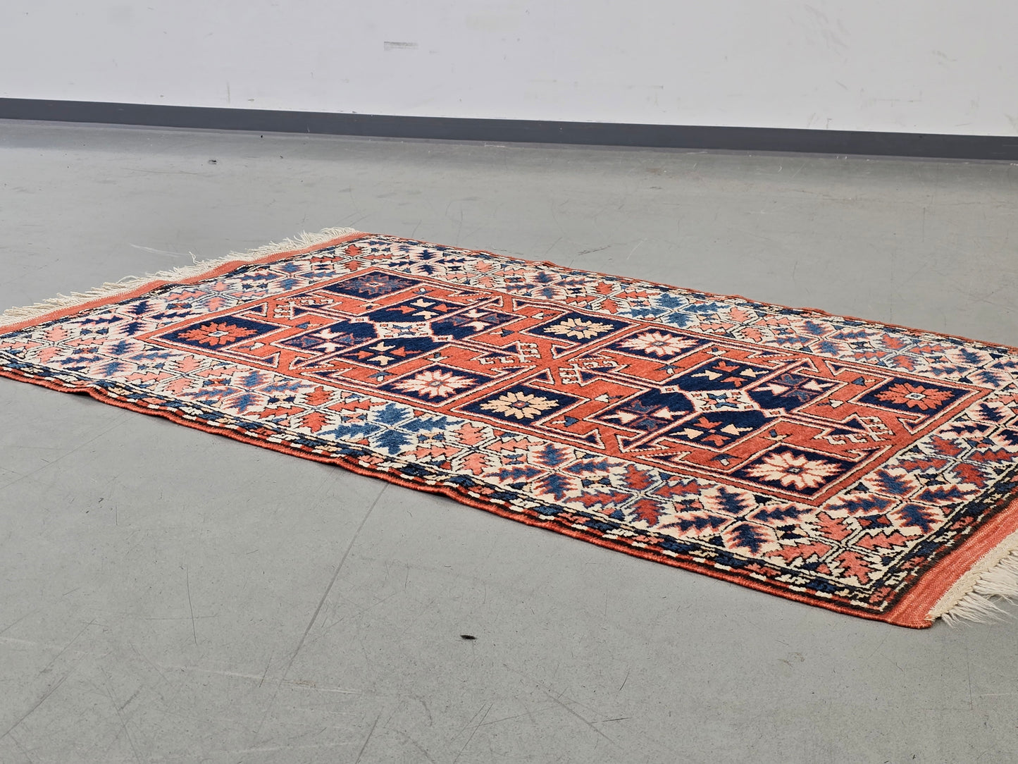 VINTAGE TEPPICH Läufer Orient Boho Mid-Century Wolle Kaukasisch Retro 60er