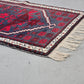 VINTAGE TEPPICH Läufer Wolle 130x79 Türkei Boho Mid Century Rot Blau
