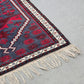 VINTAGE TEPPICH Läufer Wolle 130x79 Türkei Boho Mid Century Rot Blau
