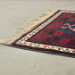 VINTAGE TEPPICH Läufer Wolle 130x79 Türkei Boho Mid Century Rot Blau