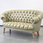 CHESTERFIELD SOFA Leder Salbei Vintage Design Couch Retro Mid Century 60s 70s
