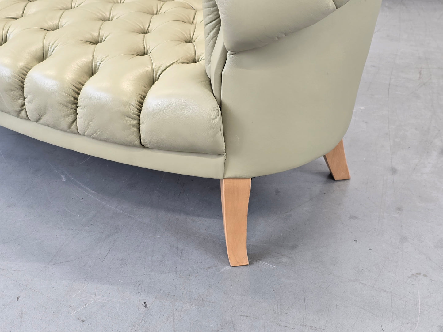 CHESTERFIELD SOFA Leder Salbei Vintage Design Couch Retro Mid Century 60s 70s