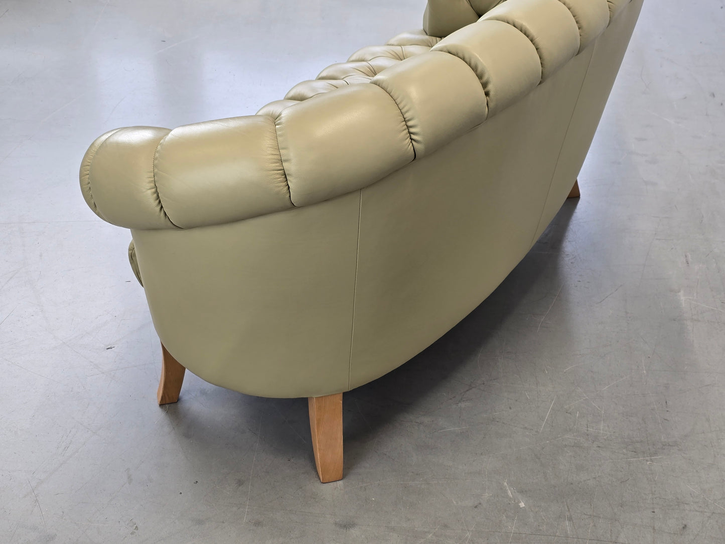 CHESTERFIELD SOFA Leder Salbei Vintage Design Couch Retro Mid Century 60s 70s