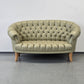 CHESTERFIELD SOFA Leder Salbei Vintage Design Couch Retro Mid Century 60s 70s