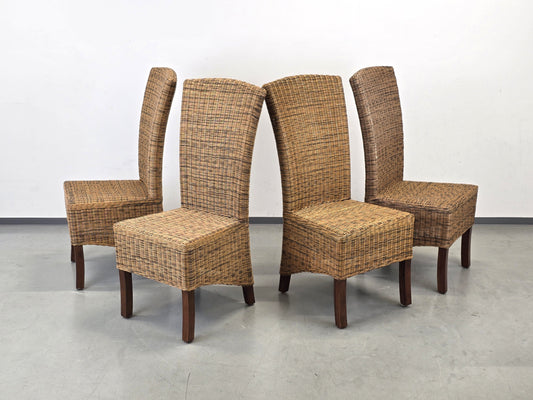 RATTAN STUHL Hochlehner Vintage Esszimmerstuhl Flechtstuhl Highback ARM
