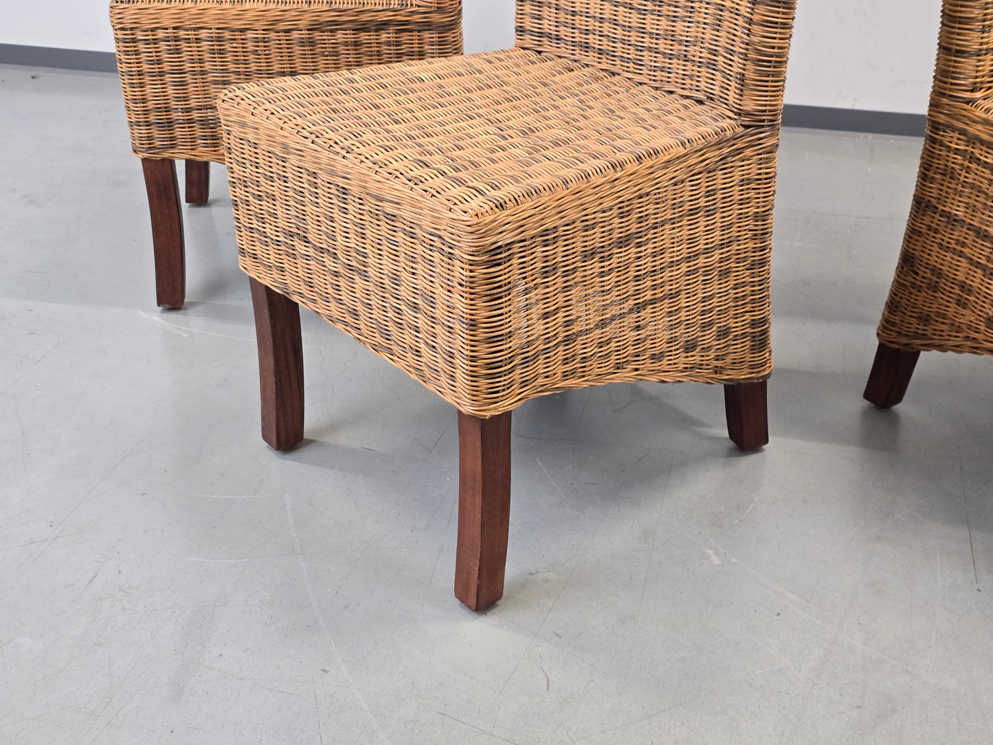 RATTAN STUHL Hochlehner Vintage Esszimmerstuhl Flechtstuhl Highback ARM