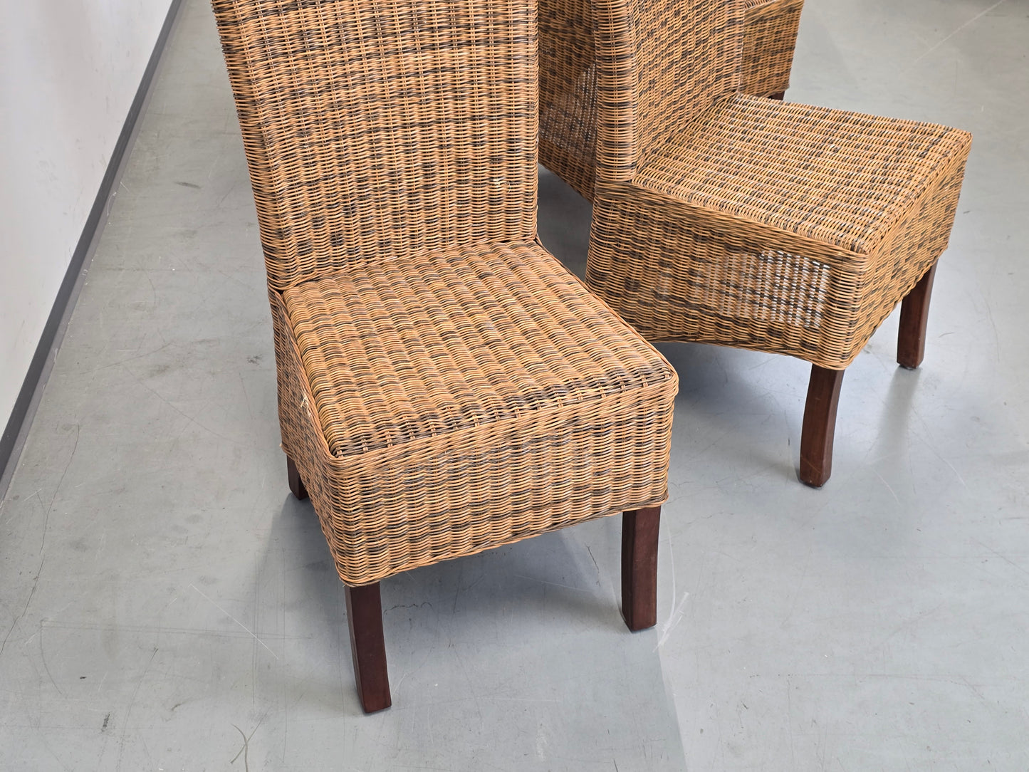 RATTAN STUHL Hochlehner Vintage Esszimmerstuhl Flechtstuhl Highback ARM