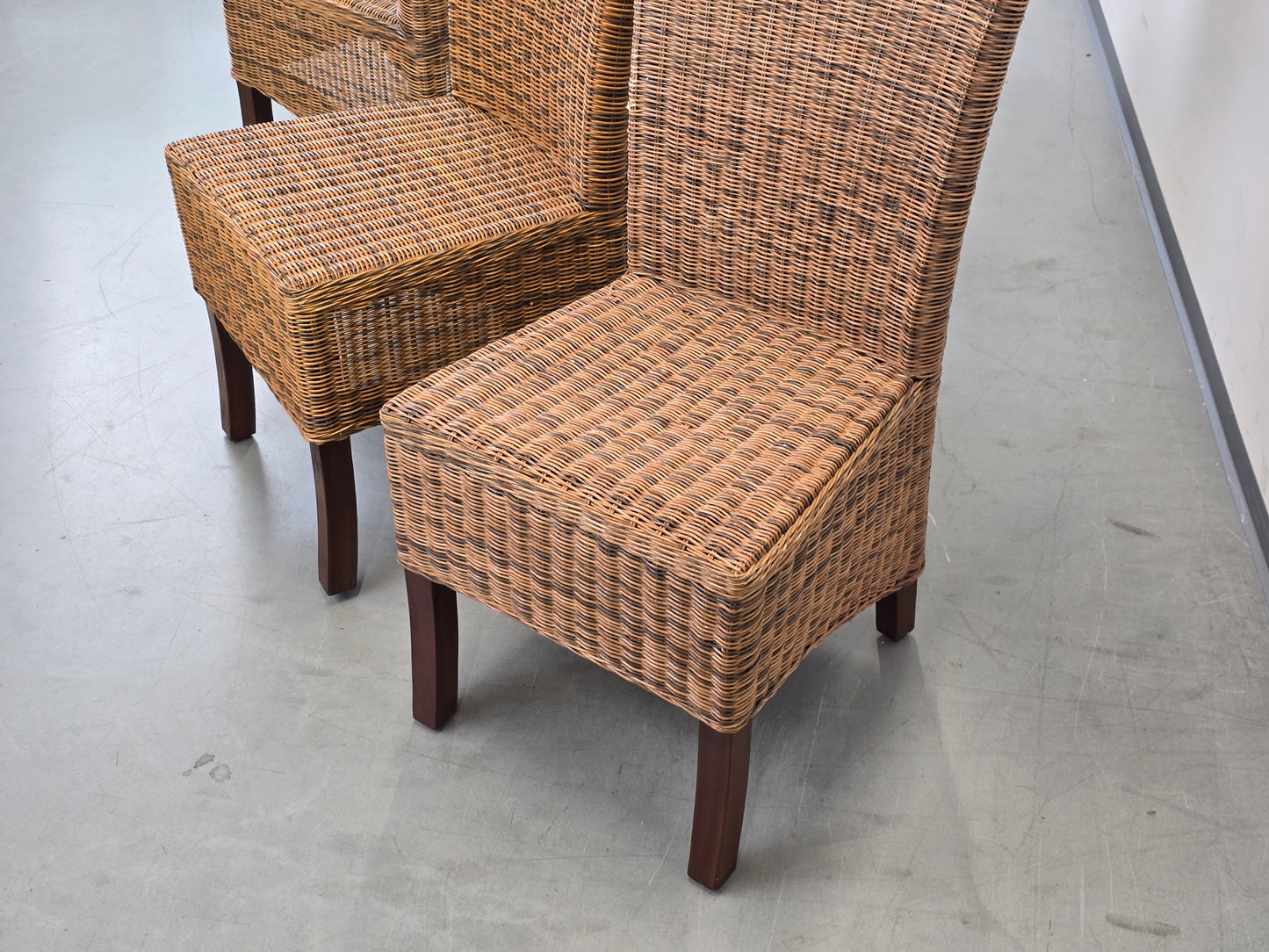 RATTAN STUHL Hochlehner Vintage Esszimmerstuhl Flechtstuhl Highback ARM