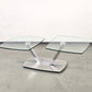 EVE COLLECTION Cavallo Couchtisch Glas Chrom Schwenkbar Designer Rollen