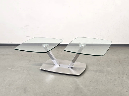 EVE COLLECTION Cavallo Couchtisch Glas Chrom Schwenkbar Designer Rollen