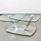 EVE COLLECTION Cavallo Couchtisch Glas Chrom Schwenkbar Designer Rollen