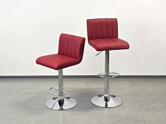 BARHOCKER Rot 2er Set Tresenhocker Höhenverstellbar Leder-Optik Theke