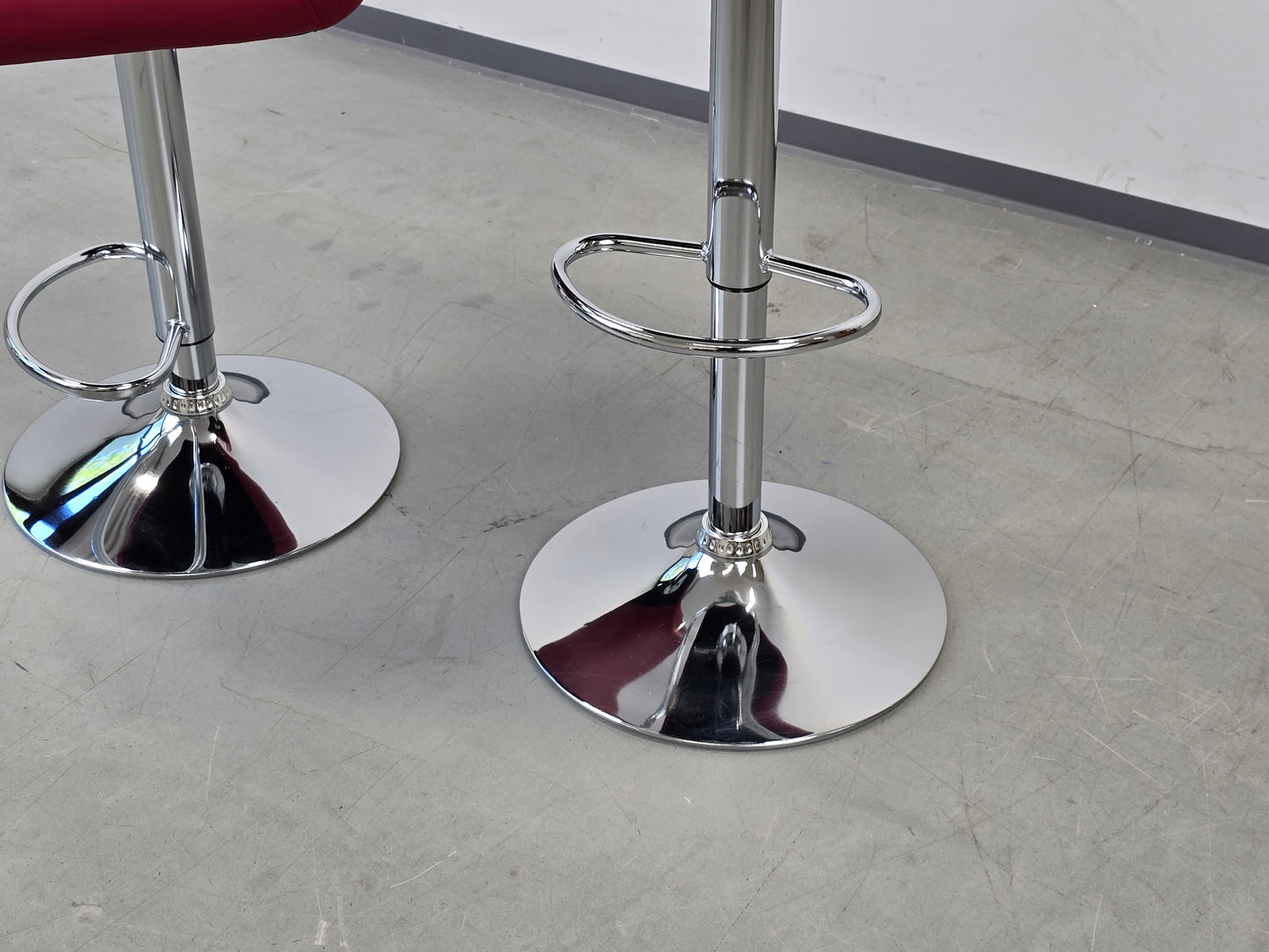 BARHOCKER Rot 2er Set Tresenhocker Höhenverstellbar Leder-Optik Theke