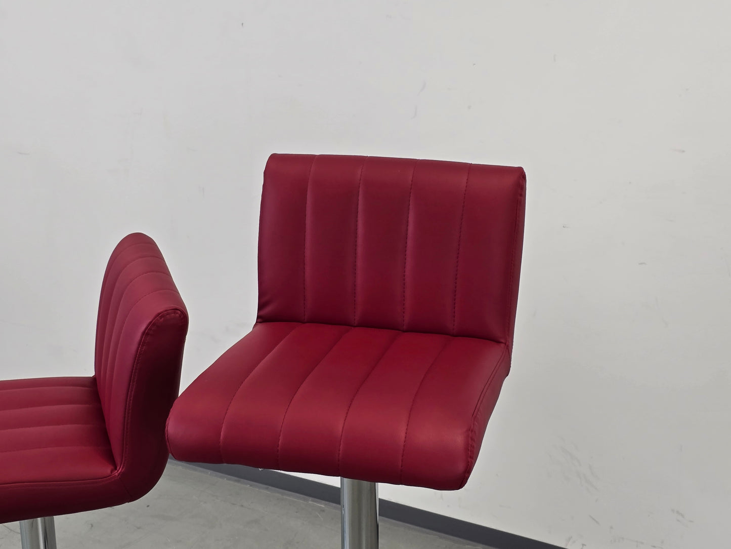 BARHOCKER Rot 2er Set Tresenhocker Höhenverstellbar Leder-Optik Theke