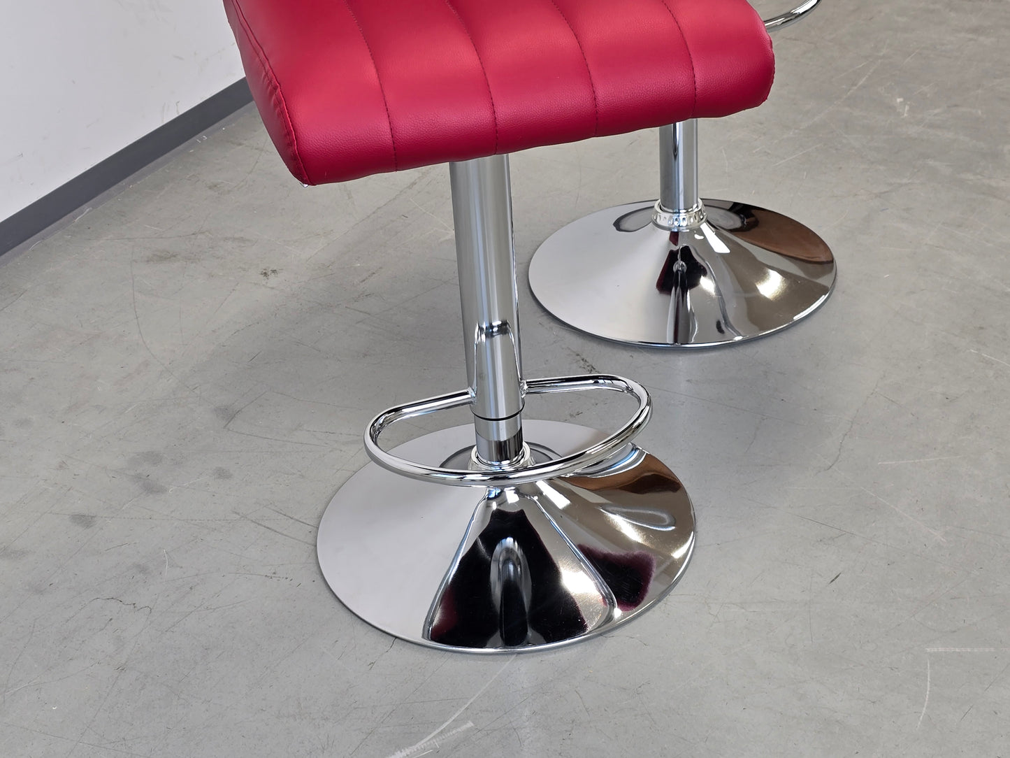 BARHOCKER Rot 2er Set Tresenhocker Höhenverstellbar Leder-Optik Theke