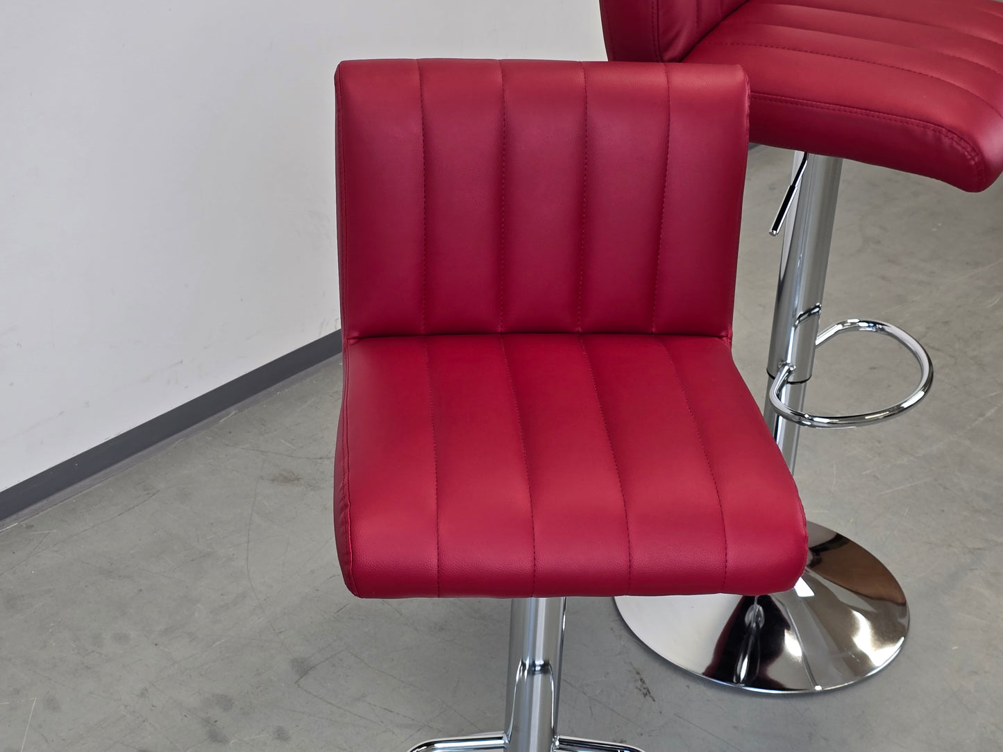 BARHOCKER Rot 2er Set Tresenhocker Höhenverstellbar Leder-Optik Theke