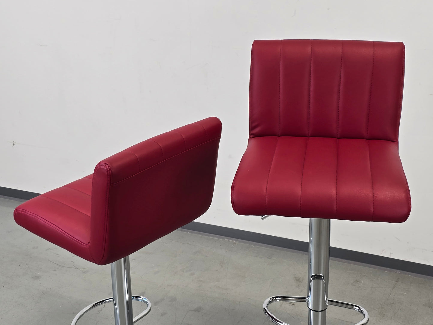 BARHOCKER Rot 2er Set Tresenhocker Höhenverstellbar Leder-Optik Theke