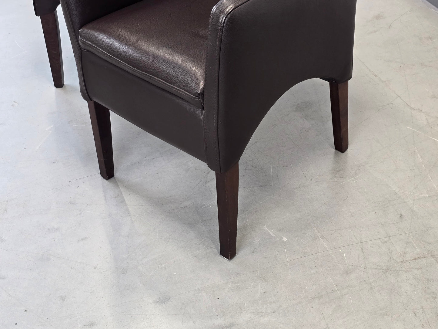 LEDER ARMLEHNSTUHL Design Vintage 60er Sessel Stuhl Konferenz Braun Massivholz
