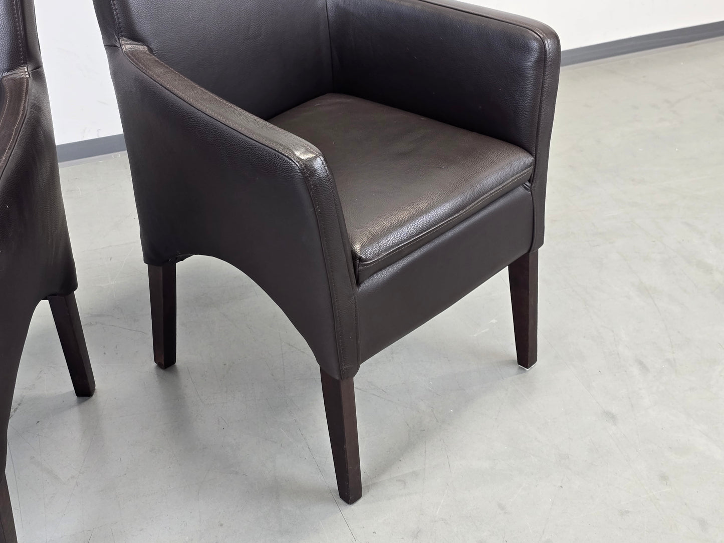 LEDER ARMLEHNSTUHL Design Vintage 60er Sessel Stuhl Konferenz Braun Massivholz
