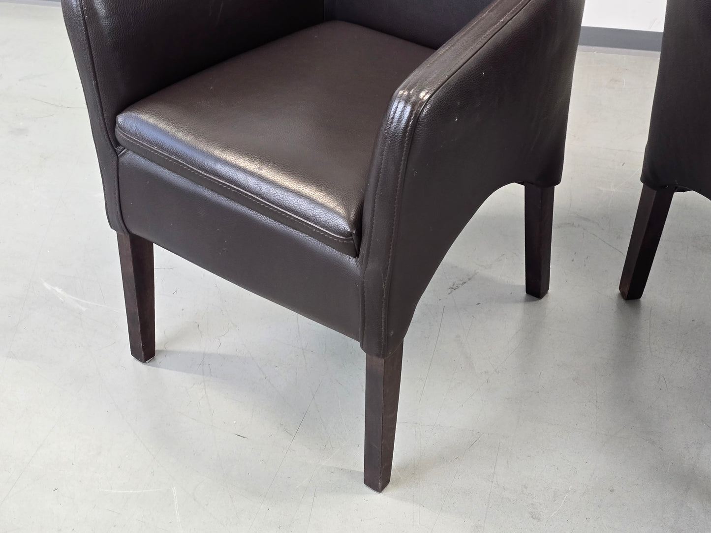 LEDER ARMLEHNSTUHL Design Vintage 60er Sessel Stuhl Konferenz Braun Massivholz