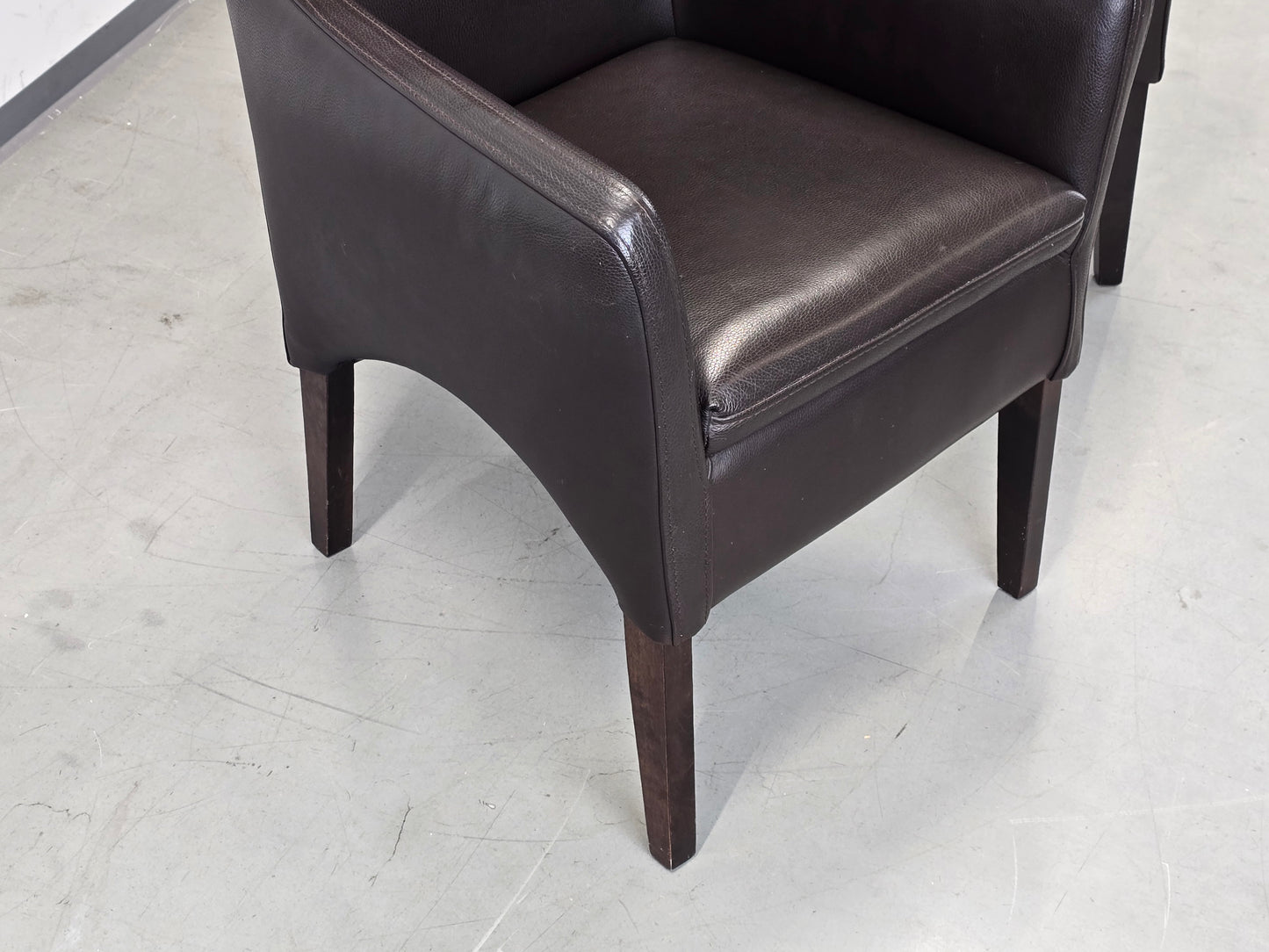 LEDER ARMLEHNSTUHL Design Vintage 60er Sessel Stuhl Konferenz Braun Massivholz