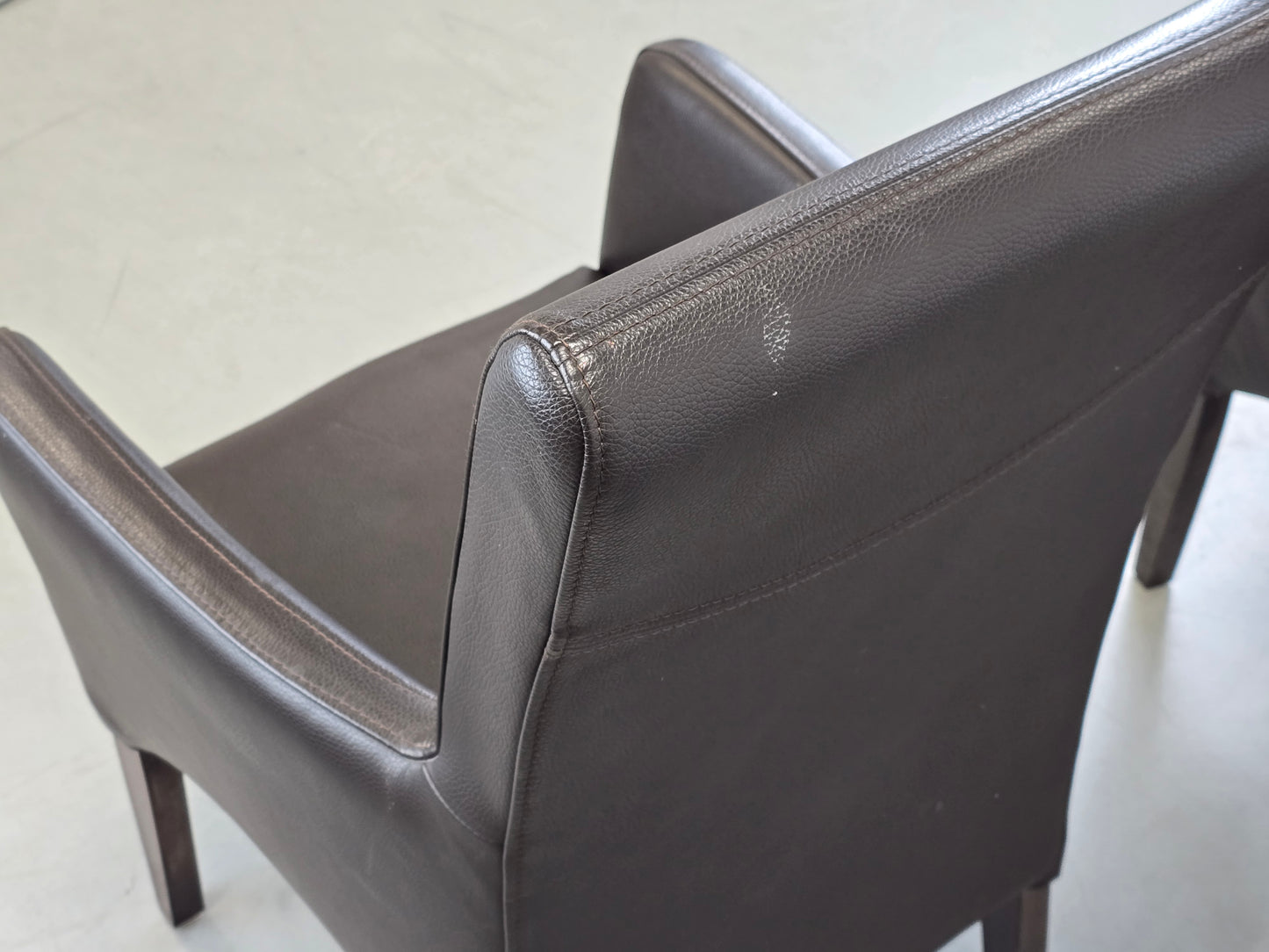 LEDER ARMLEHNSTUHL Design Vintage 60er Sessel Stuhl Konferenz Braun Massivholz