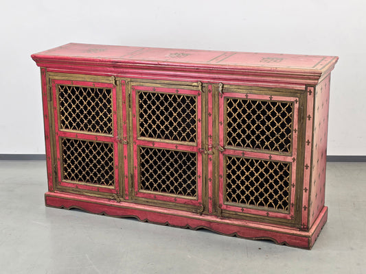 MAROKKANISCHE KOMMODE Sideboard Rot Gold Handbemalt Orient Massivholz Zouaq